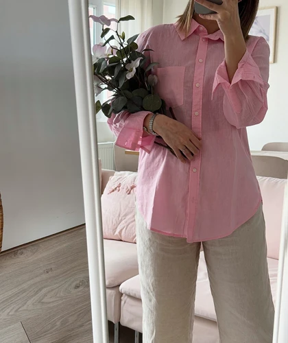 شومیز لینن صورتی CH655