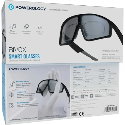 عینک هوشمند پاورولوژی Powerology مدل PWDM82806GY با محافظ UV400