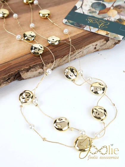 گردنبند رومانتویی دولاین مدل دفرم مروارید کد N3152