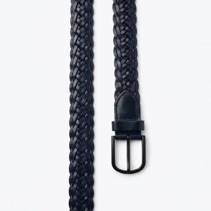 کمربند بافت حصیری چرم طبیعی طرح هلالی برند Crown Smith