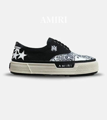 کفش اسنیکرزسفید مشکی Amiri Stars Vintage مدل 5979