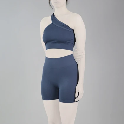 ست نیم‌تنه و کشاله بند ورزشی زنانه مدل 2061 آبی نفتی