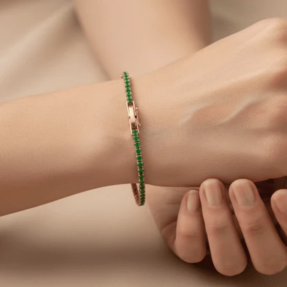 دستبند زنانه مدل تنسی سبز
