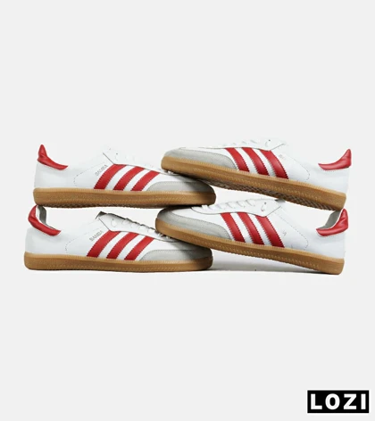 کفش کتانی مردانه و زنانه سفید قرمز ADIDAS Samba
