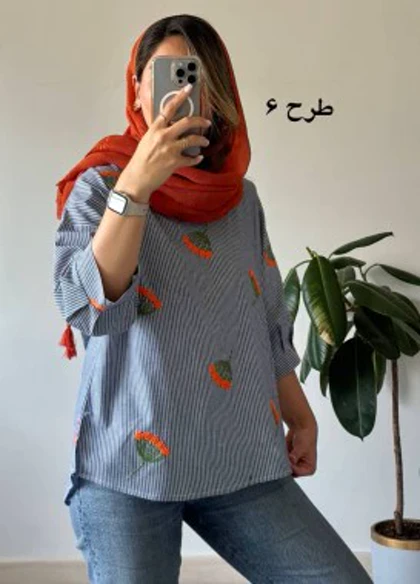 شومیز راه راه لینن گلدوزی 1