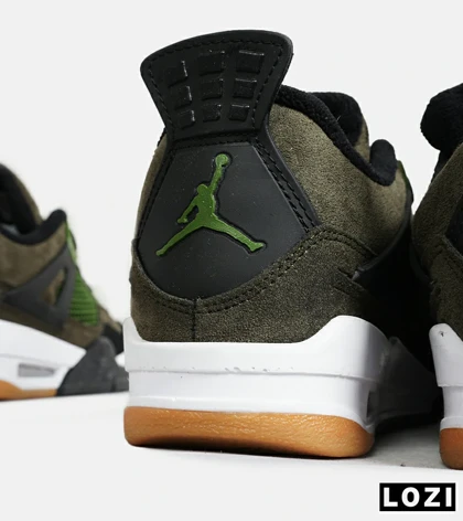 کتانی ساق‌دار زنانه و مردانه سبز زیتونی Nike air jordan 4 مدل 6469