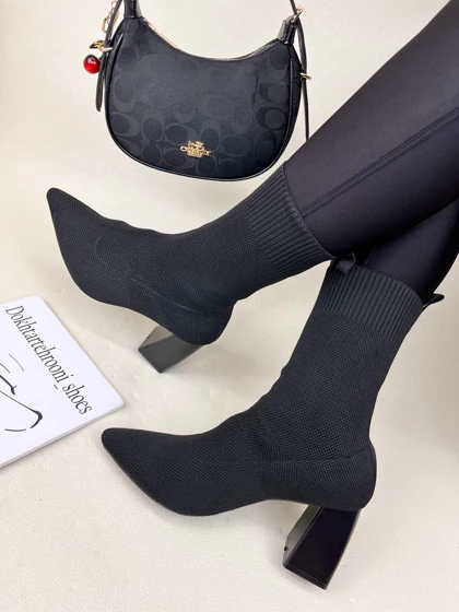 نیم بوت زنانه پاشنه‌دار زارا بافتی ZARA کد 1751 دختر طهرونی