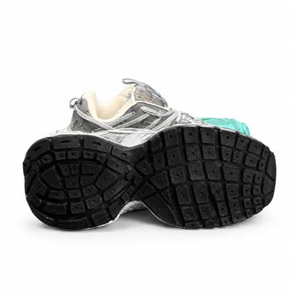 کفش کتانی مردانه مدل بالنسیاگا اسپایدر کاستوم طوسی سبز1 BALENCIAGA SPIDE