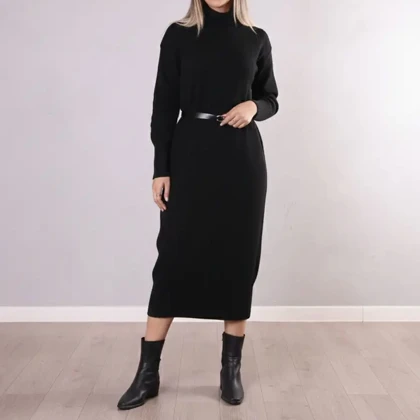 پیراهن بلند یقه اسکی مدل s411 کد 2444