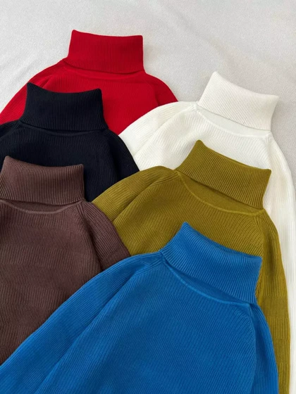 پلیور بافت یقه اسکی 6 رنگ کد 5358