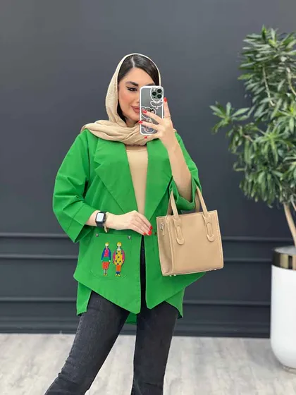 مانتو داکرون جیب گلدوزی بغل چاک