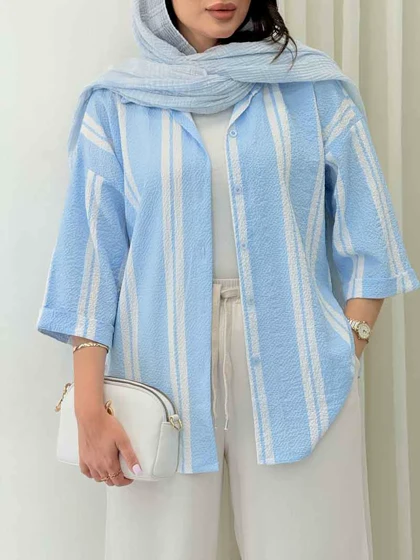 شومیز آستین پاکتی طرح راه راه