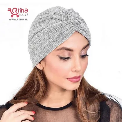 کلاه حجاب گره‌ای مدل لمه نقره ای E3