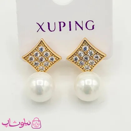 گوشواره زنانه مرواریدی ژوپینگ طرح لوزی