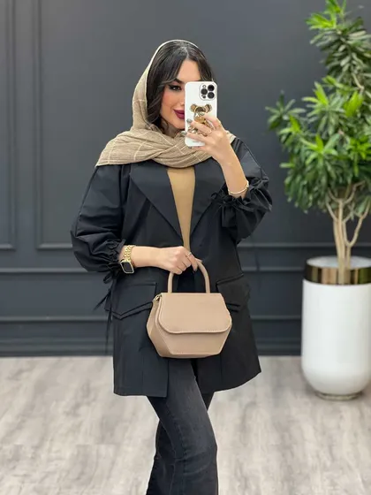 بارانی سرجیب دوبل آستین بنددار