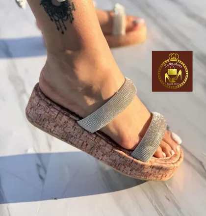 صندل دمپایی روفرشی نگینی زنانه تابستانی سارا