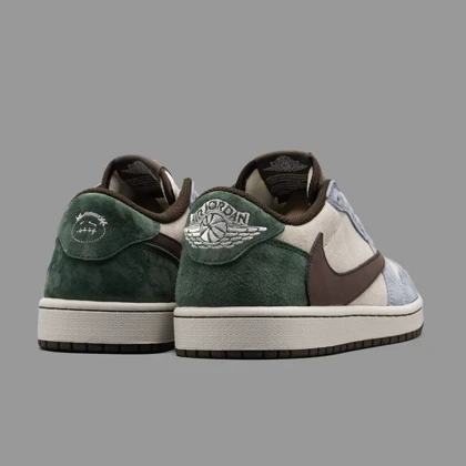 نایکی جردن 1 ترویس اسکات آبی سبز ساق کوتاه Nike Air Jordan 1 Low Travis Scott Blue Green
