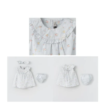 سارافون دخترانه گل‌دار ایندیگو