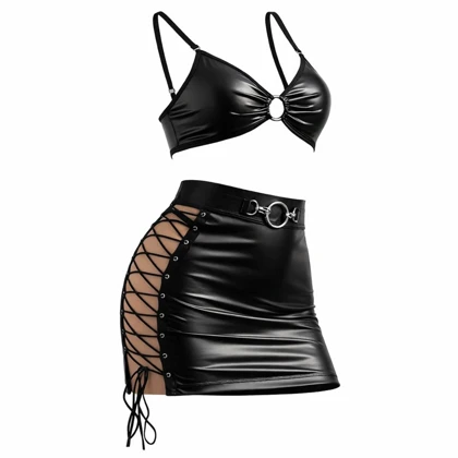 ست سوتین و دامن چرم برند ویتاریتا مشکی کد 420