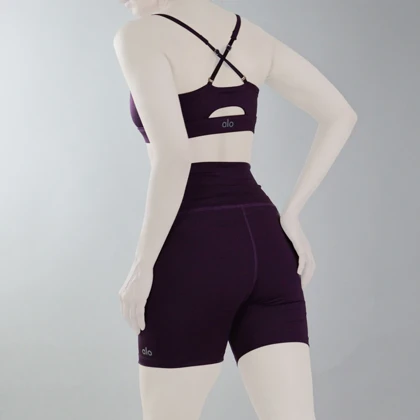 ست نیم‌تنه و کشاله بند ورزشی زنانه الو مدل 4B0153 بادمجانی