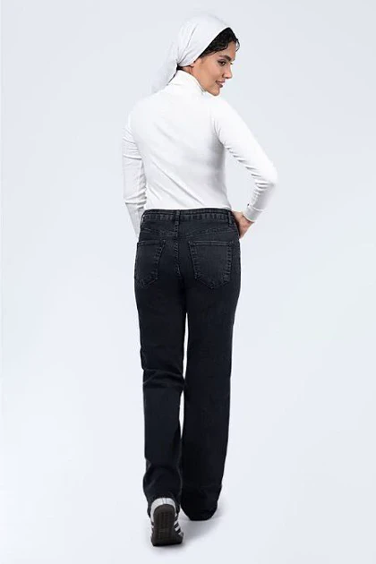 شلوار واید جین ذغالی تیره