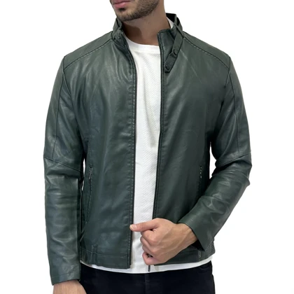 کاپشن چرم یقه دو دکمه FLSZ2308