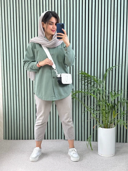 مانتو جین رنگی نیلای