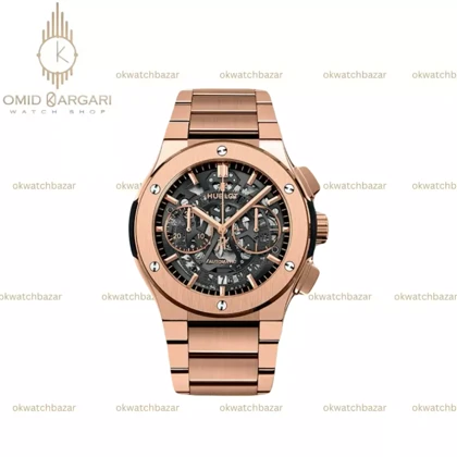 ساعت مچی اوبلو کرنوگراف رزگلد اسکلتون Hublot Chronograph Classic Rose Gold