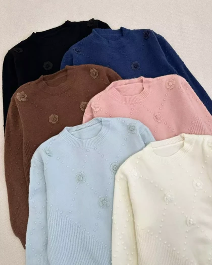 پلیور بافت گل برجسته کد 5396