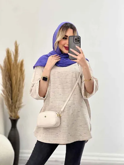 مانتو لینن نچرال یقه چاک