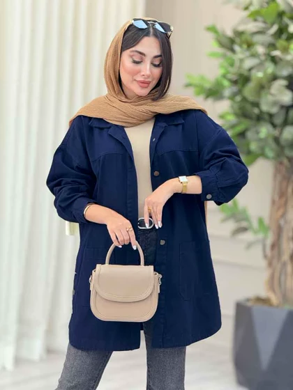 مانتو کتان بغل سه دکمه جیب پایین