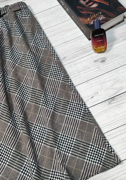 دامن چهارخونه پشمی قد 75 کد 50129