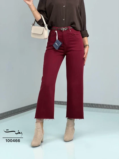 شلوار واید لایسل دمپاکات زرشکی