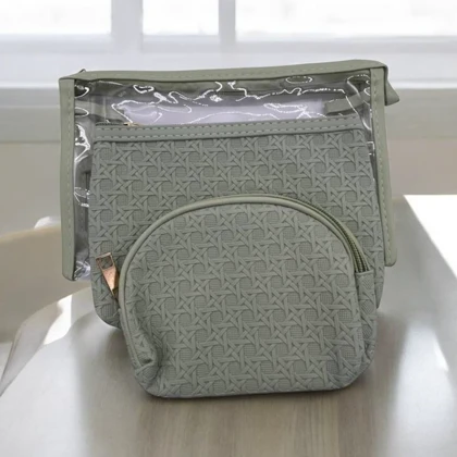 کیف لوازم آرایش و اکسسوری سه تایی در چهار رنگ