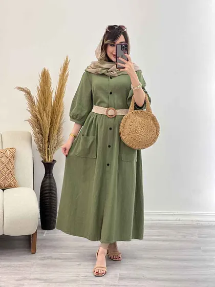 پیراهن جلو دکمه دو جیب
