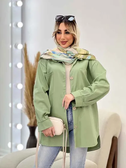 مانتو دو جیب دکمه چوبی