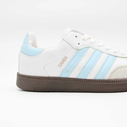 کتانی سامبا سفید آبی کد 6522