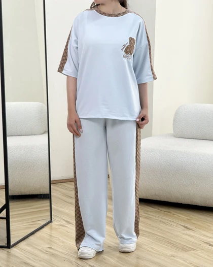 ست تیشرت و شلوار گوچی نواری