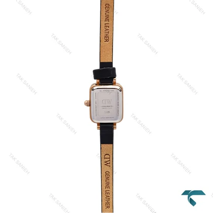 ساعت DW مینی مستطیلی زنانه رزگلد صفحه قهوه ای بند چرمی DW-6252-L