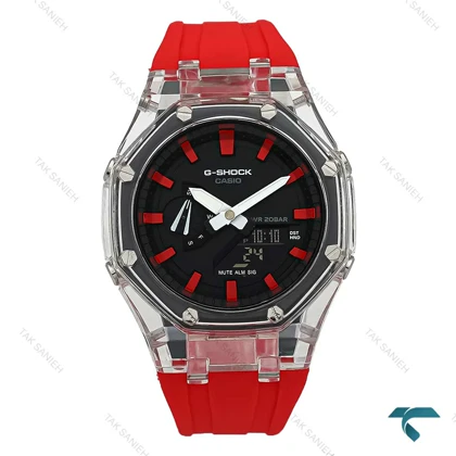 ساعت مردانه جیشاک شیشه ای قرمز GShock-7593-G