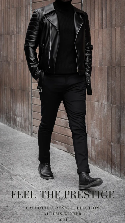 کاپشن چرم بایکر کارلوتی کد j106