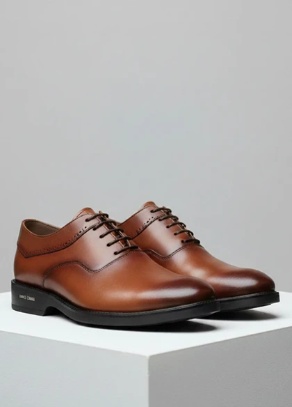 کفش رسمی بندی مردانه مدل sahand-عسلی