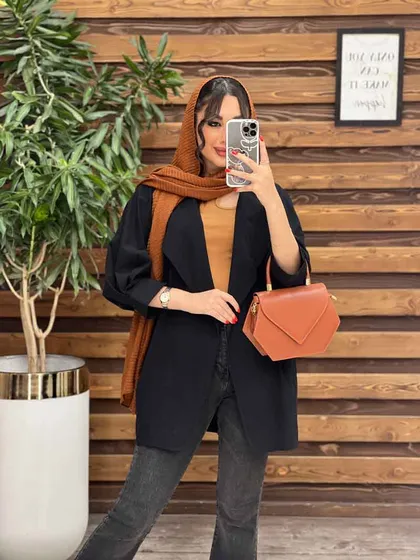 مانتو لینن یقه آمریکایی آستین پیله