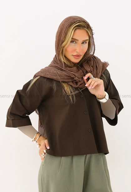 شومیز لینن یقه انگلیسی کد1006378
