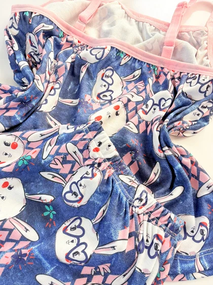 ست لباس خواب تاپ و شورتک نخ پنبه طرح خرگوش