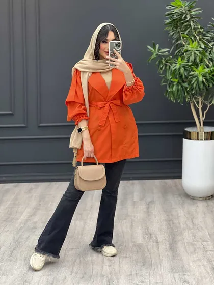 مانتو آستین کش ژیله دار
