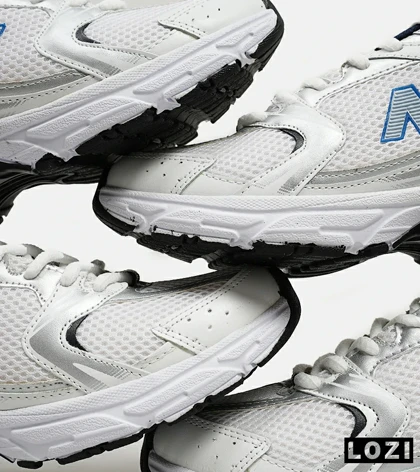 کفش کتانی مردانه و زنانه سفید نقره ای آبی NEW BALANCE 530