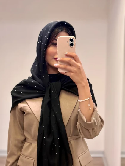 روسری کرپ نگینی