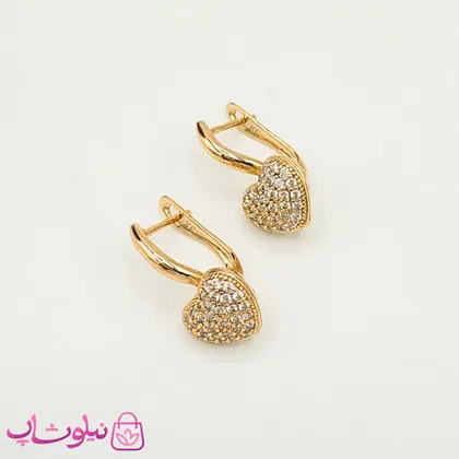 گوشواره دخترانه ژوپینگ مدل قلب نگین‌دار