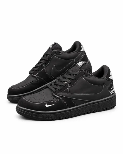 کفش کتانی مردانه مدل نایکی ترویس دیور مشکی دوخت سفید Nike travis